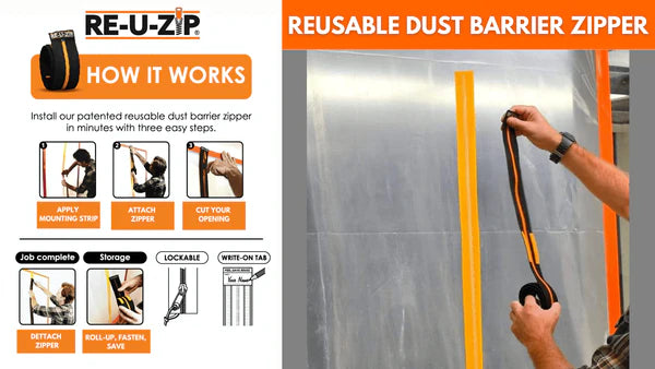 RE-U-ZIP® HEAVY-DUTY REUSABLE DUST BARRIER ZIPPER | STARTER KIT