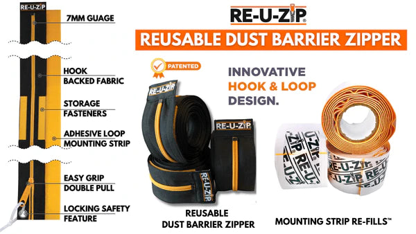 RE-U-ZIP® HEAVY-DUTY REUSABLE DUST BARRIER ZIPPER | STARTER KIT